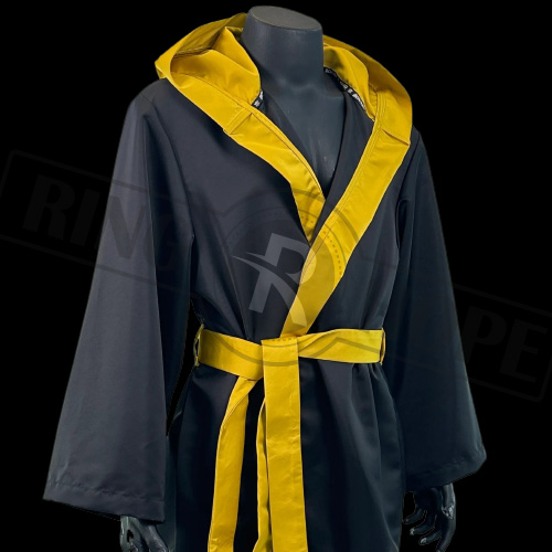 Luxurious satin boxing robe with a hood