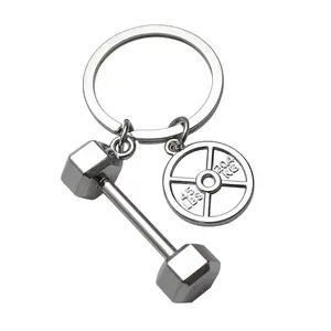 Barbell and dumbbell duo keyring for fitness motivation
